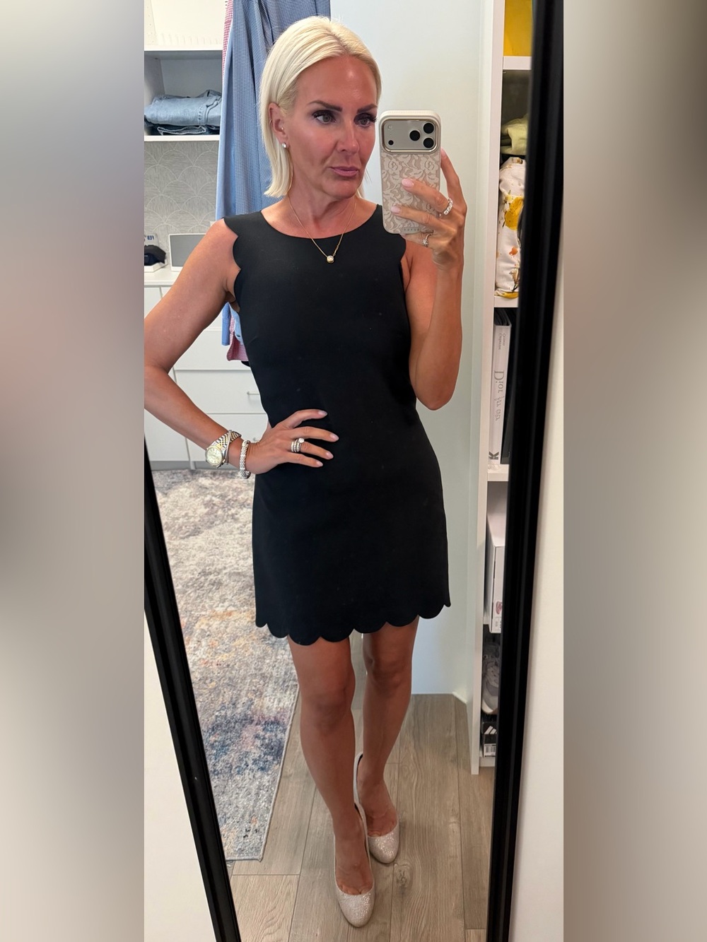 J. Crew Black Sleeveless Scalloped Hem Mini Dress